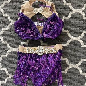 Purple 2 piece sequin dance costume